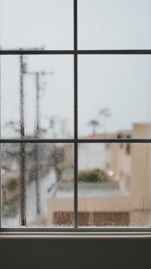 玻璃窗上的雨水高清壁纸图片 2160x3840