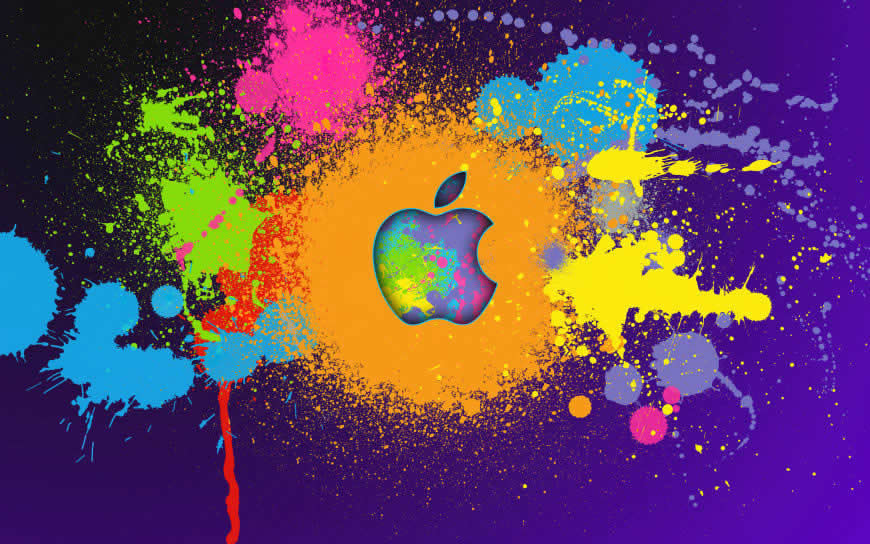 Apple logo 彩色背景高清壁纸图片 3840x2400