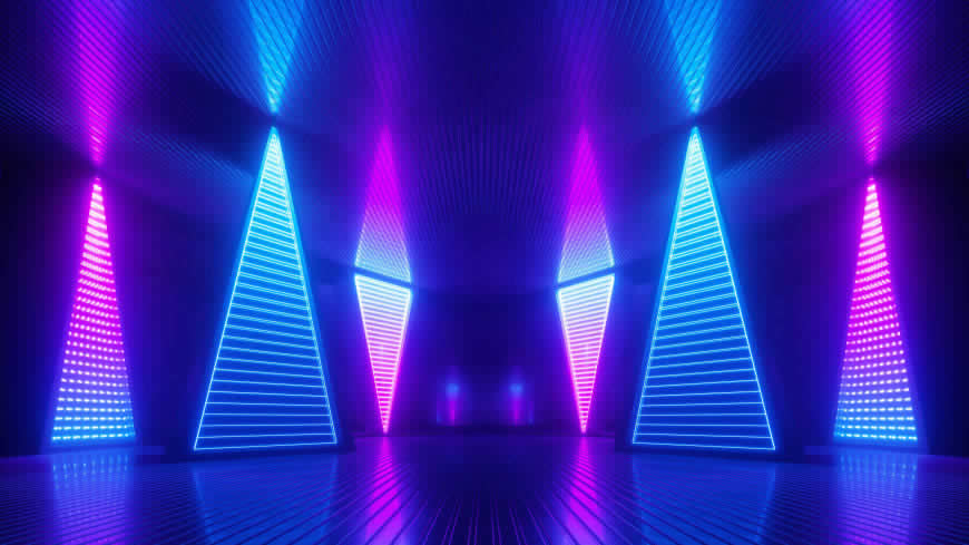 3D 空间 彩色 霓虹灯高清壁纸图片 5120x2880