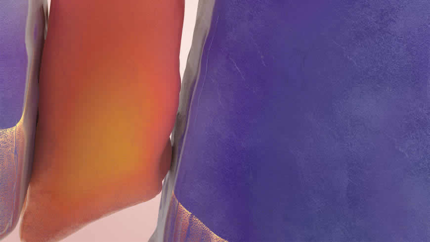 三星Note 20内置橙色和紫色物体边缘高清壁纸图片 5120x2880