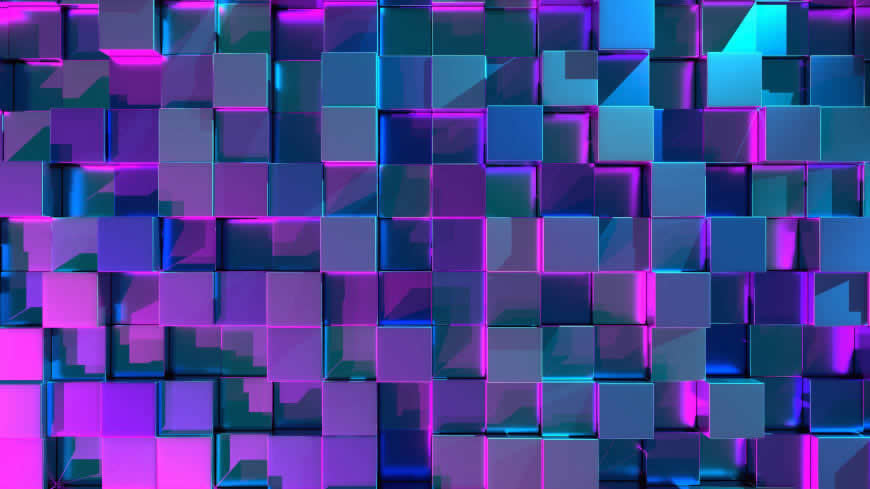 蓝紫光立方体背景高清壁纸图片 3840x2160