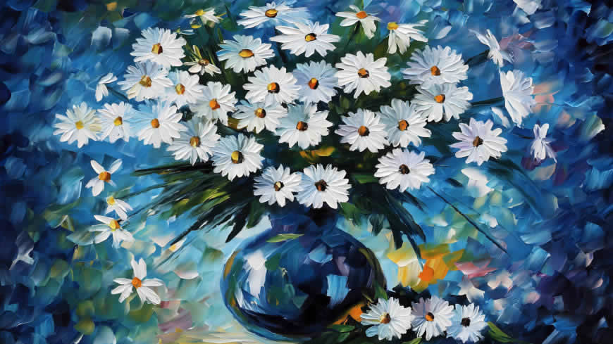 插花 花瓶 花卉油画高清壁纸图片 3840x2160
