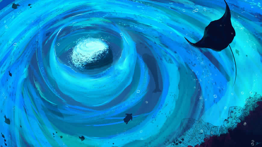 蓝色海水漩涡高清壁纸图片 2560x1440