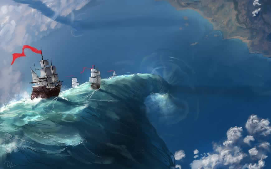 漩涡上的帆船高清壁纸图片 1920x1200