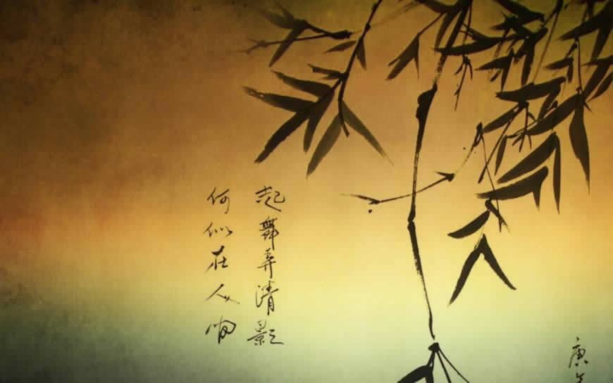中国水墨画里的竹影高清壁纸图片 1920x1200