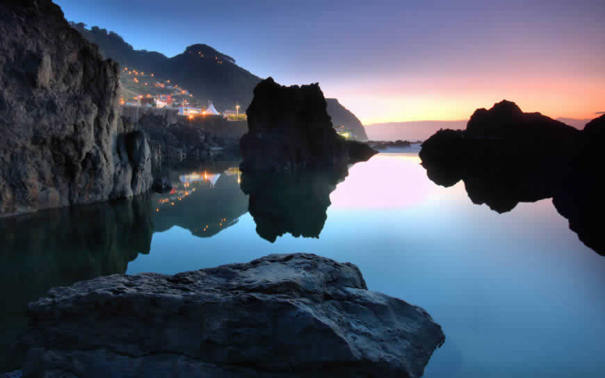 葡萄牙 莫尼什港 海岸 岩石 黄昏高清壁纸图片 3840x2400