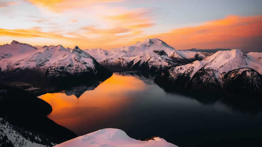 加拿大 日落 加里波第湖 山脉高清壁纸图片 3840x2160
