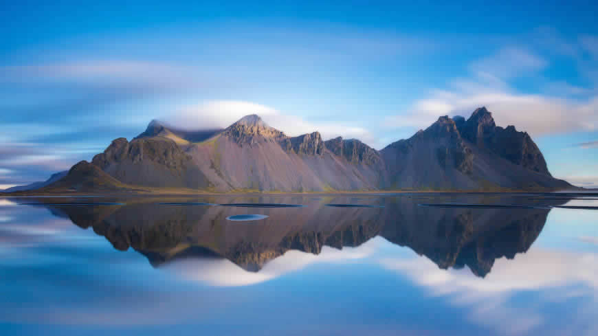 冰岛 西角山 倒影高清壁纸图片 1920x1080