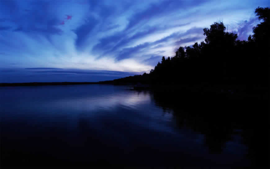 黄昏 夜空 湖泊高清壁纸图片 3840x2400