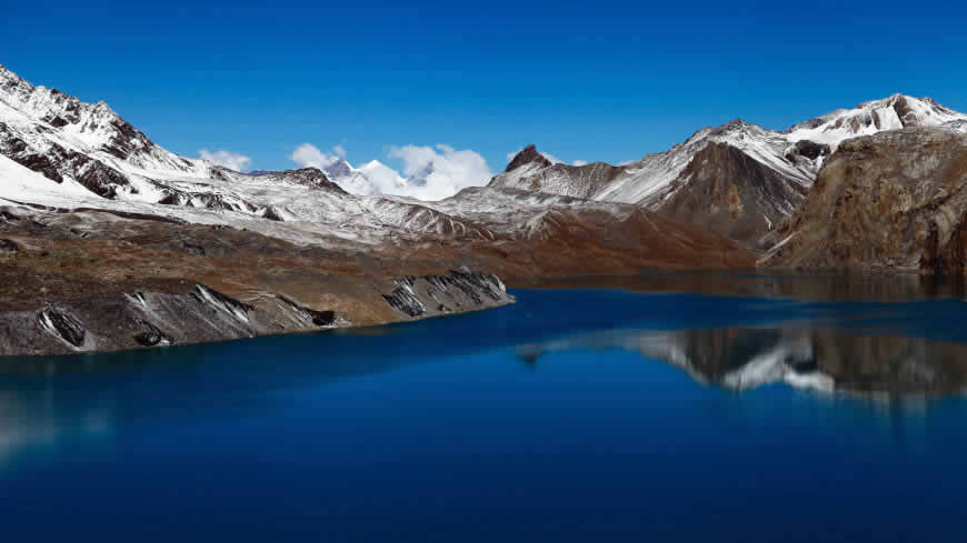 蓝天 雪山 湖泊 倒影高清壁纸图片 5120x2880