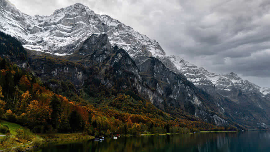 瑞士 格拉鲁斯 克隆泰尔湖 雪山高清壁纸图片 7680x4320
