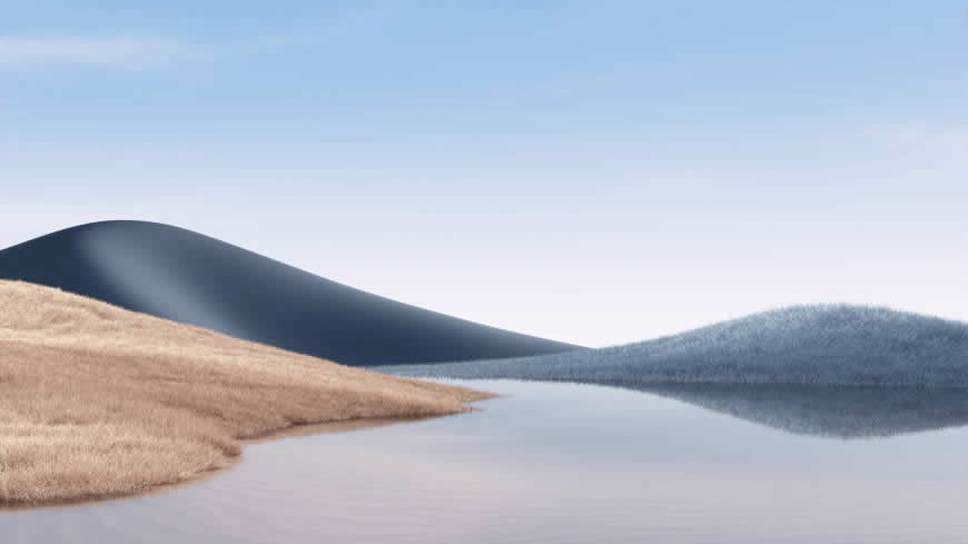 Microsoft Surface Windows 10X 单色 河流 山丘高清壁纸图片 3840x2160