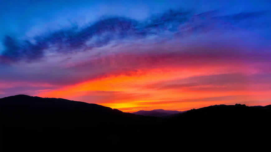 夕阳 晚霞 天空 山高清壁纸图片 3840x2160