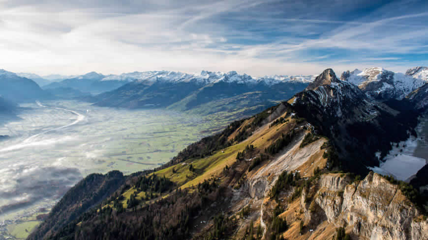 瑞士 上卡斯滕山 山谷 阿尔卑斯山脉高清壁纸图片 5120x2880