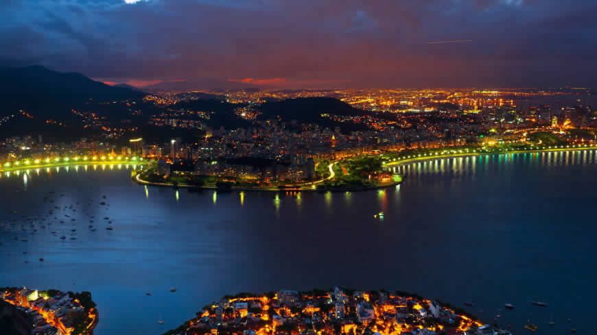 里约热内卢夜景航拍高清壁纸图片 1920x1080