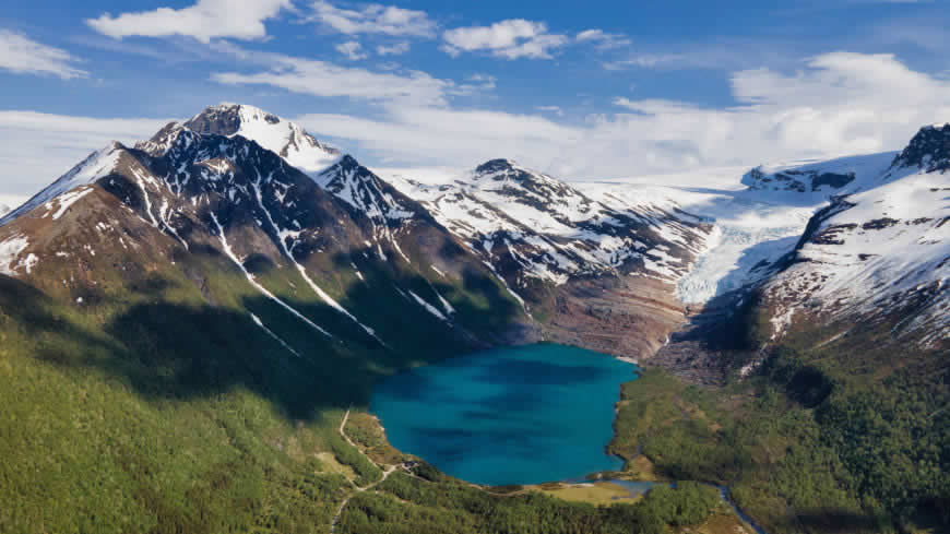 挪威Svartisvatnet湖 雪山高清壁纸图片 3840x2160