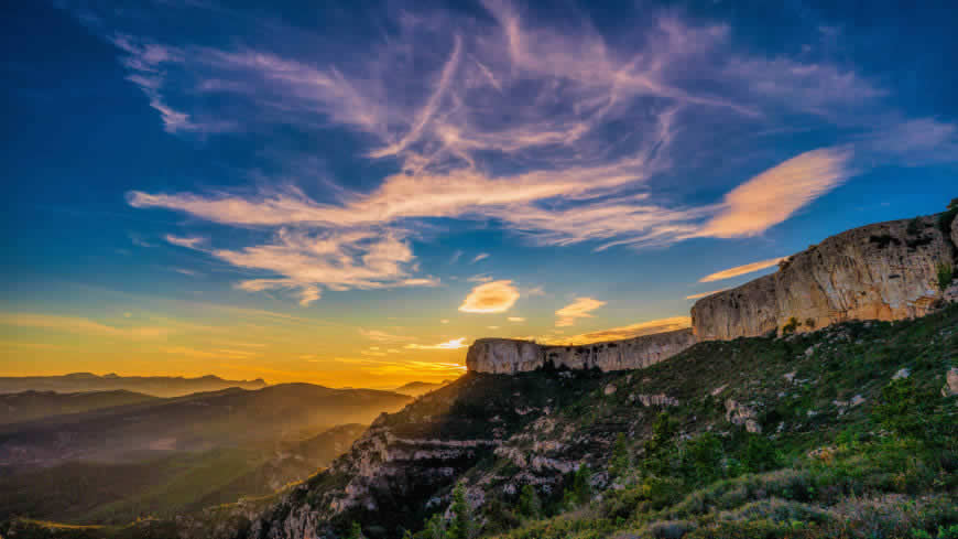 山脉 夕阳 蓝天 白云高清壁纸图片 5120x2880