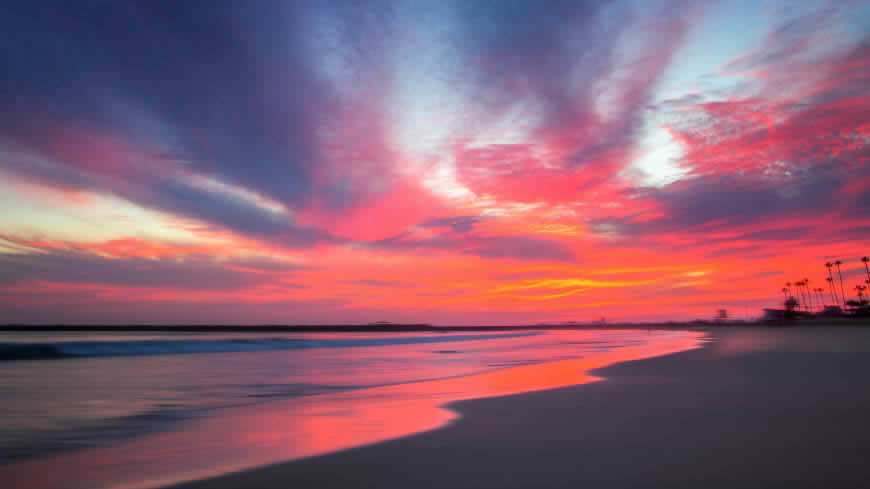 夕阳中的海滩高清壁纸图片 3840x2160