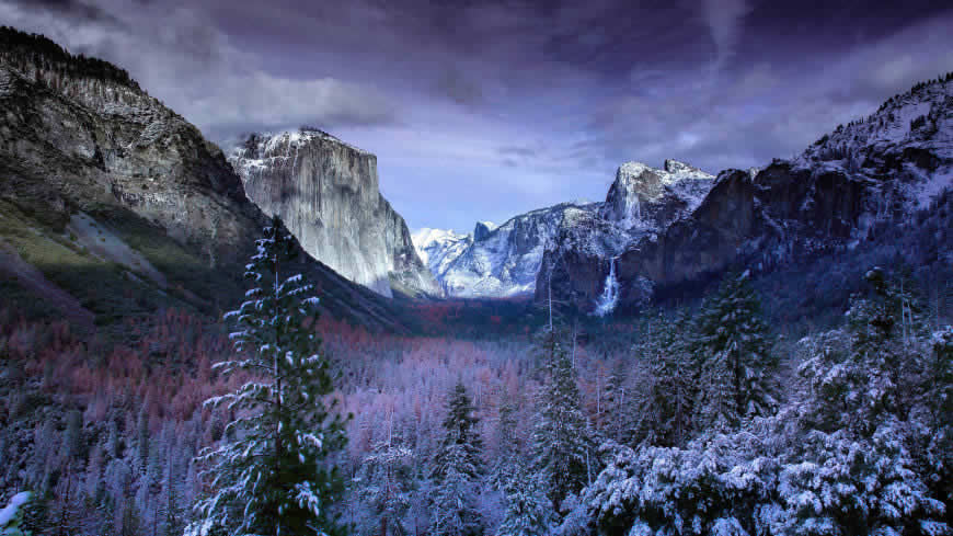 约塞米蒂国家公园冬天雪景高清壁纸图片 3840x2160