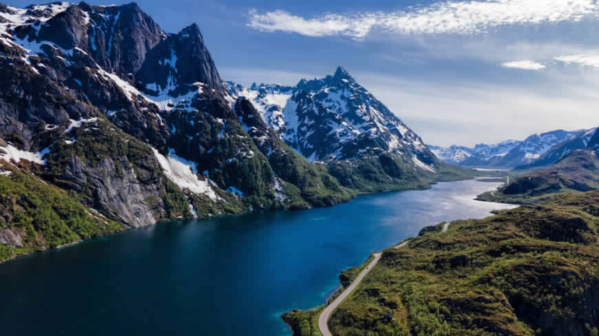 挪威罗弗敦群岛 雪山 峡湾高清壁纸图片 3840x2160