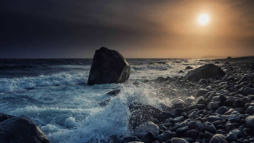 挪威斯卡格拉克海峡莫伦海滩日落风景高清壁纸图片 3840x2160