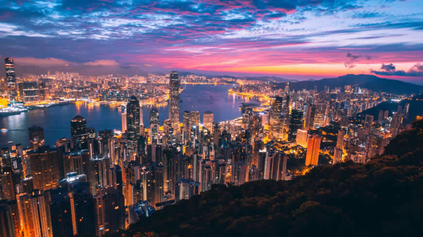 日落时分的香港景色高清壁纸图片 3840x2160