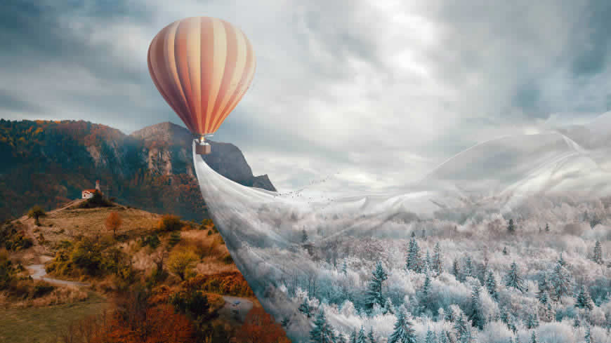 热气球幻想风景高清壁纸图片 3840x2160