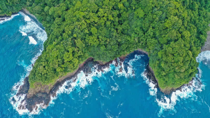 绿色海岛鸟瞰图高清壁纸图片 5120x2880