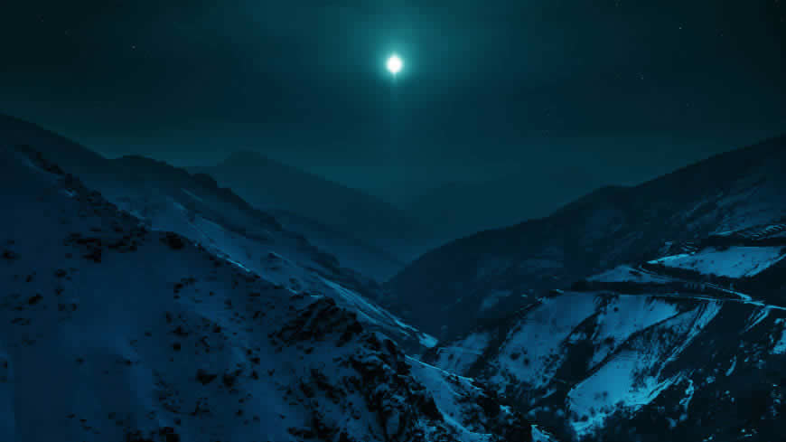 夜晚月光下的雪山高清壁纸图片 3840x2160