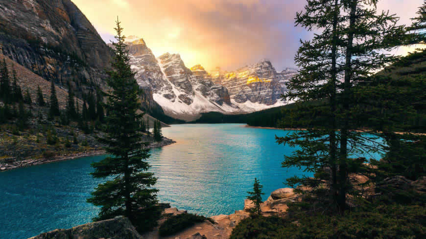 加拿大班夫国家公园梦莲湖高清壁纸图片 5120x2880
