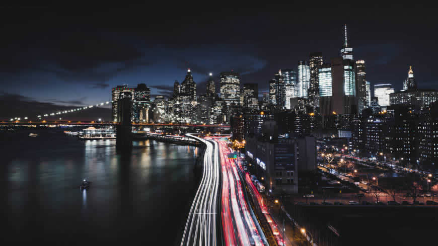 纽约曼哈顿夜景高清壁纸图片 7680x4320