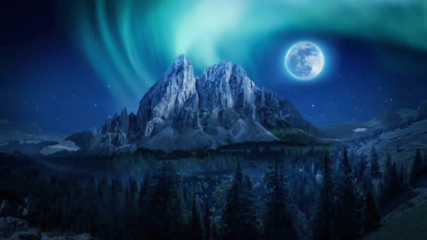 明月当空的山间夜景高清壁纸图片 3840x2160