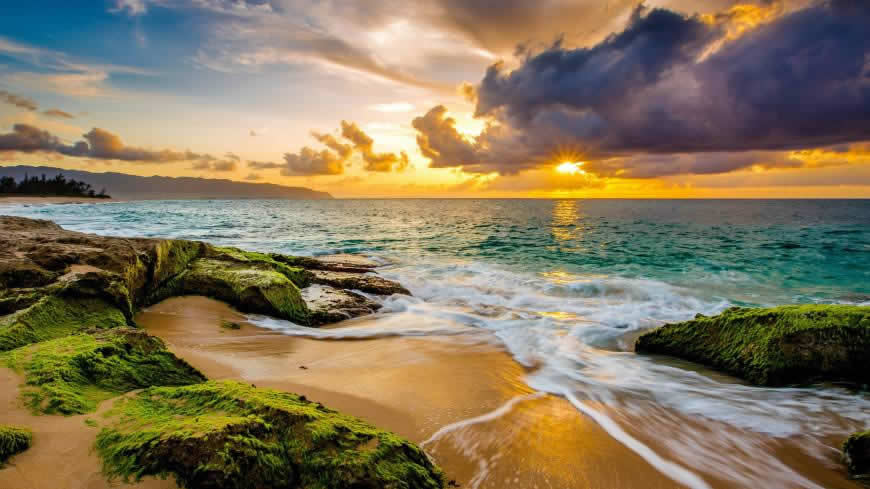 唯美海滩日落风景高清壁纸图片 3840x2160