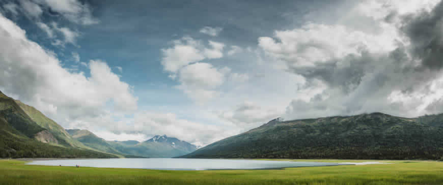 美国安克雷奇伊克卢特纳湖风景高清壁纸图片 3440x1440