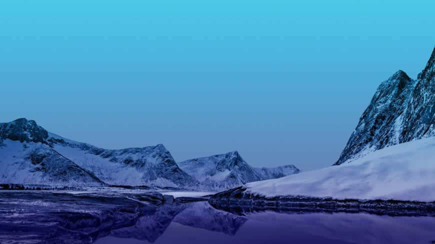 三星Galaxy M20内置蓝色山水雪景高清壁纸图片 2560x1440