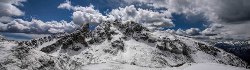 意大利美丽的白云石山风景高清壁纸图片 3840x1080