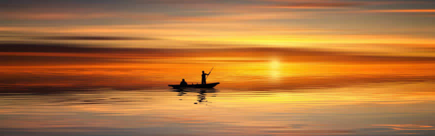 日落中的湖泊风景高清壁纸图片 3840x1200