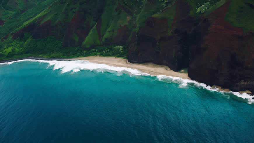 海滩鸟瞰图高清壁纸图片 5120x2880