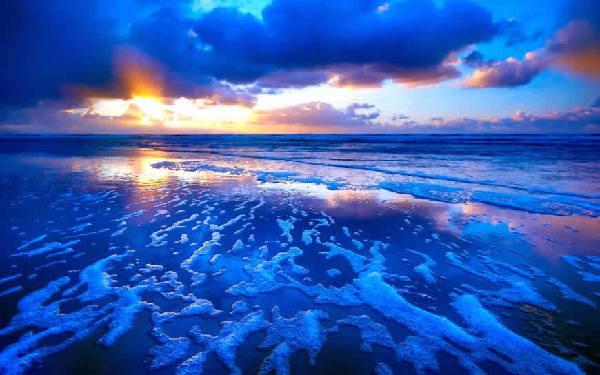 蓝色 海滩 日落高清壁纸图片 2880x1800