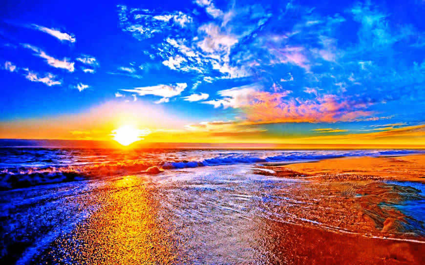 海滩上的日落高清壁纸图片 3840x2400