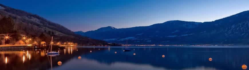 瑞士楚格湖泊风景高清壁纸图片 3840x1080