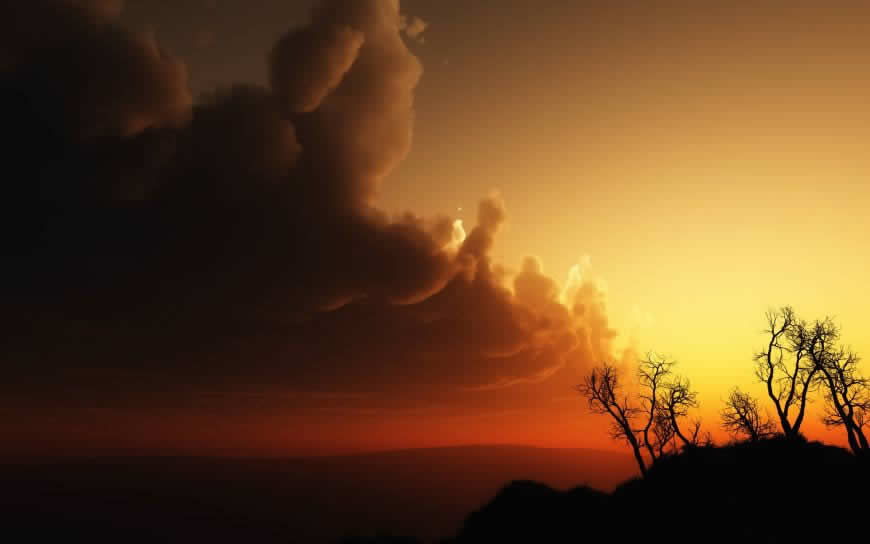 黄昏的云层和树木高清壁纸图片 2560x1600