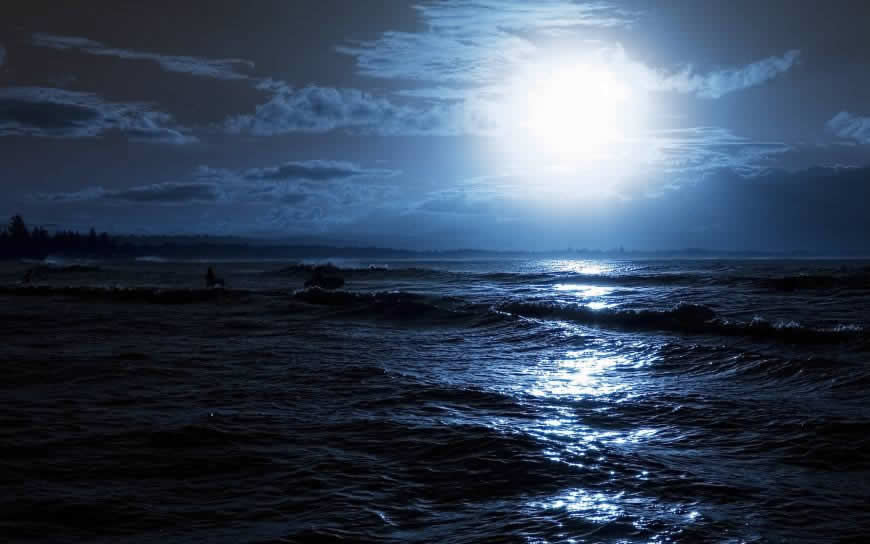月下的海洋风景高清壁纸图片 2560x1600