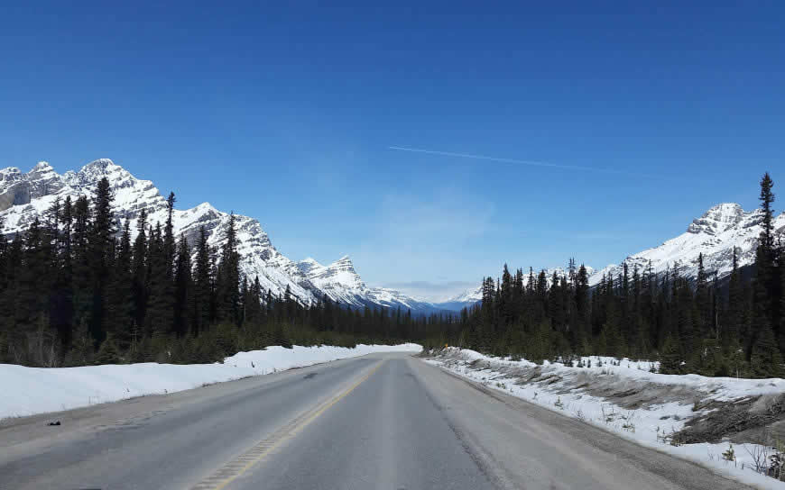 公路积雪树林风景高清壁纸图片 2880x1800