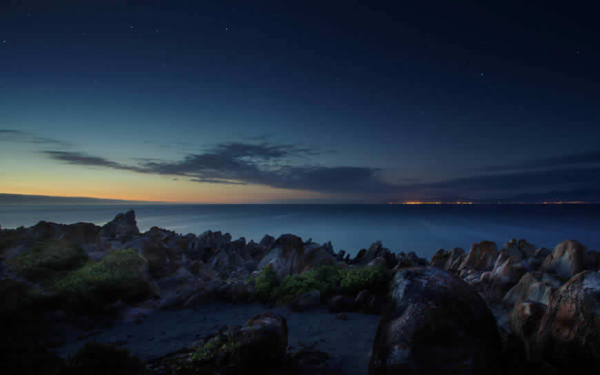 南非海洋海滩石头夜景高清壁纸图片 1920x1200