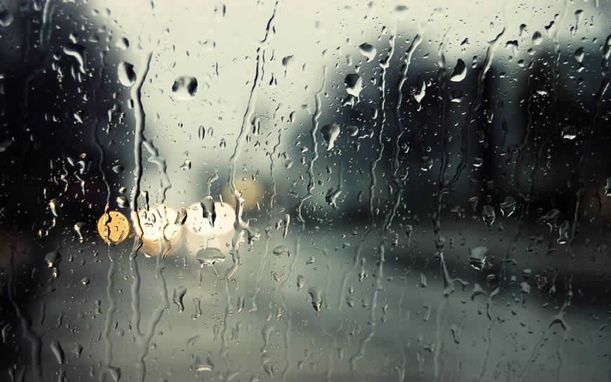 玻璃窗外的灯光和雨水高清壁纸图片 1920x1200