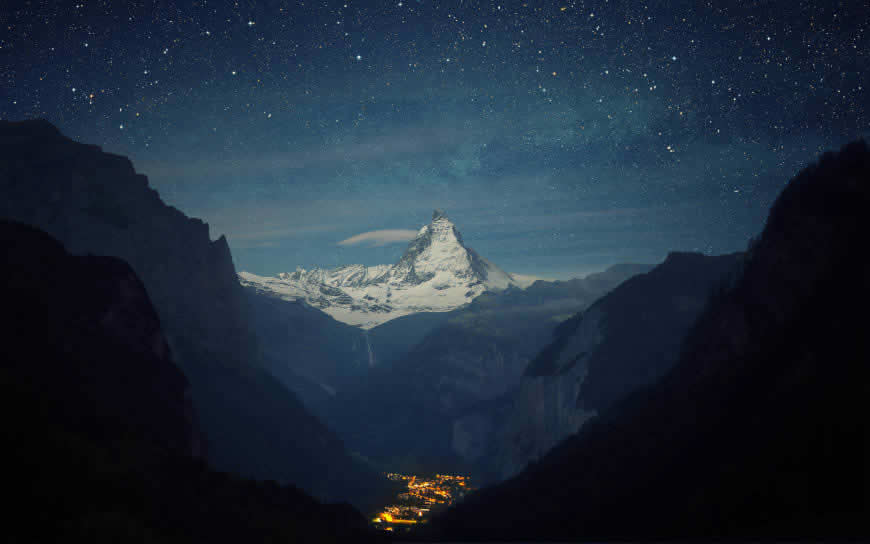 阿尔卑斯山脉夜景高清壁纸图片 3840x2400