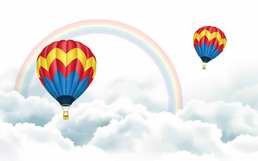 天空彩虹热气球高清壁纸图片 1920x1200