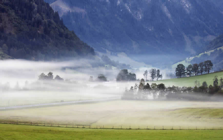 自然风光朝霞下的茫茫白雾高清壁纸图片 1920x1200