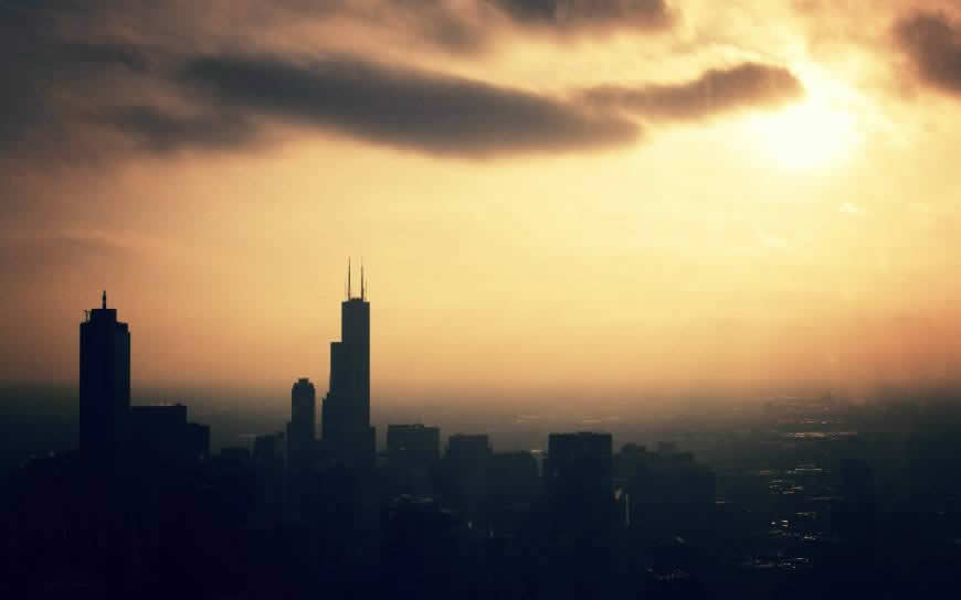 美国芝加哥日落高清壁纸图片 2560x1600